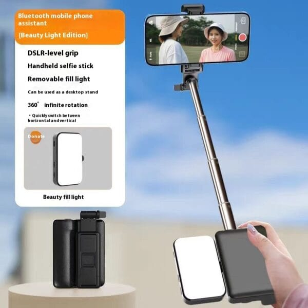 Perche à Selfie Télescopique avec Lumière LED et Trépied – Image 4